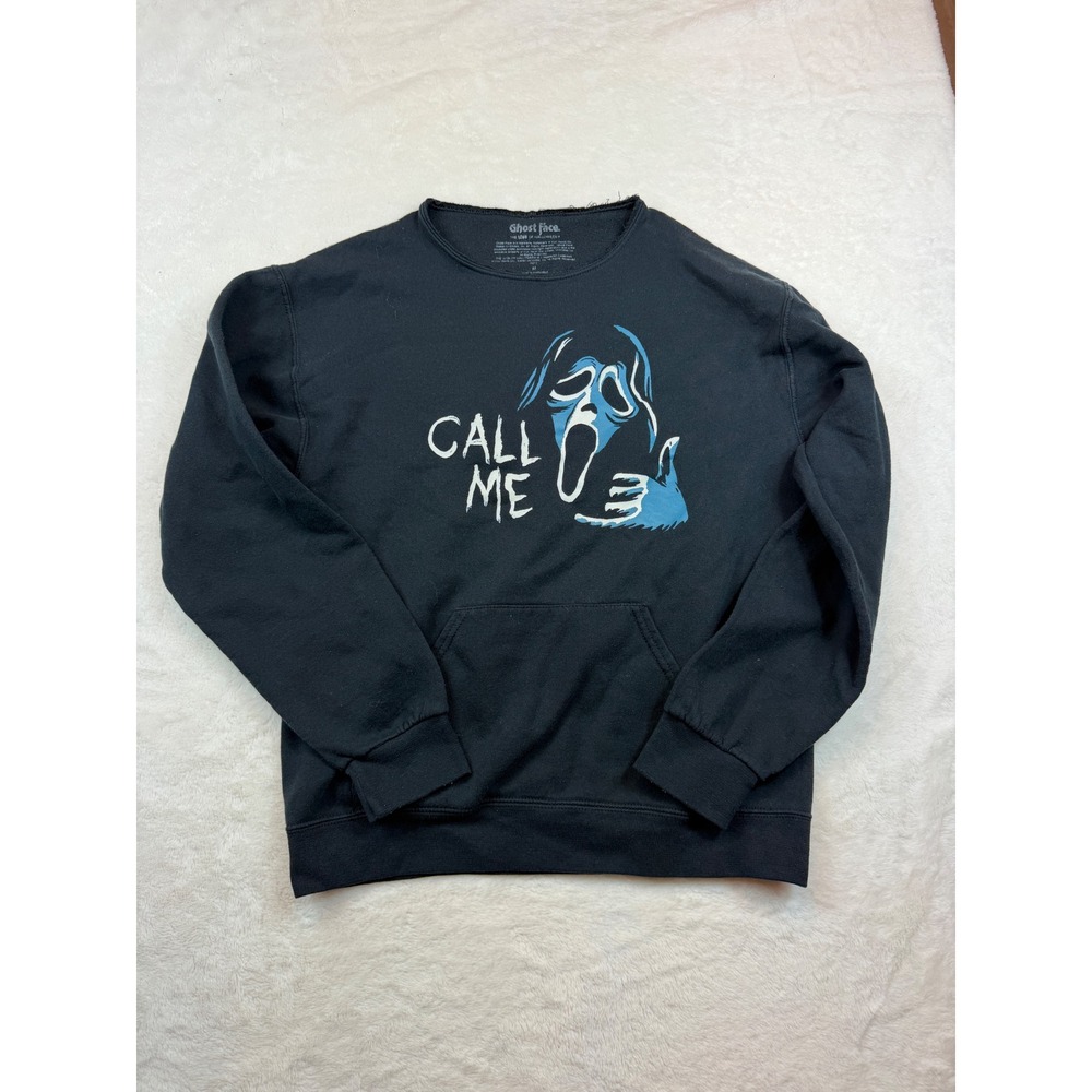 Ghost Face Scream Movie Sweatshirt Black Blue Call Me Ghost Face Lives Mens M